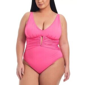 Bleu by Rod Beattie Women's Plus size Molded-Cup One-Piece Swimsuit Hot Pink 16W